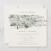 Green Winery Mountain Sketch Couples Shower Invite Bedankkaart (Voorkant)