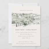 Green Winery Mountain Sketch Couples Shower Invite Bedankkaart (Voorkant)