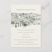 Green Winery Mountain Sketch Wedding Reception Informatiekaartje (Voorkant)