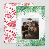 Green Winter Berries Noël Carte photo de vacances (Devant / Derrière)