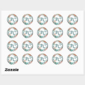 Green Winter Eucalyptus Pinecone WreatInitialen Ronde Sticker (Vel)