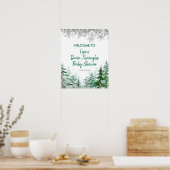 Green Winter Forest Drive by Baby shower Poster (Keuken)