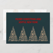 Green wish card New Year with tree Christmas Feestdagenkaart (Voorkant / Achterkant)