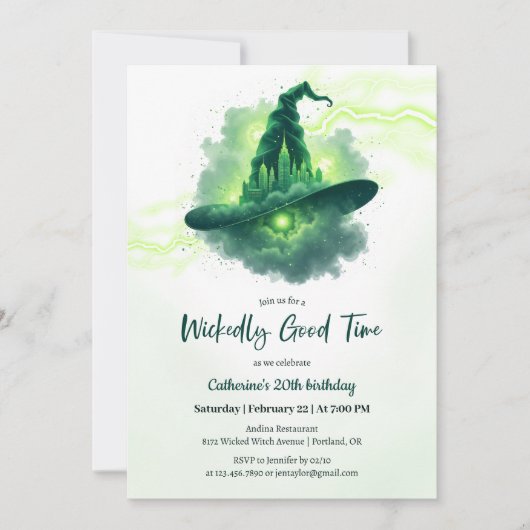 Green Witch Pet Magical Fantasy Verjaardag Kaart (Voorkant)