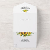 Green Wood Country Sunflower Garland Weddenschap All In One Uitnodiging (Buitenkant)