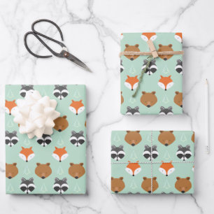 Green Woodland Animal Inpakpapier Vel