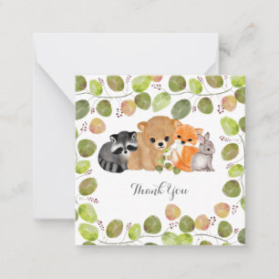 Green Woodland Animal Notecards Notitiekaartje