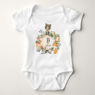 Green Woodland Bos Dieren Aangepaste Monogram Romper