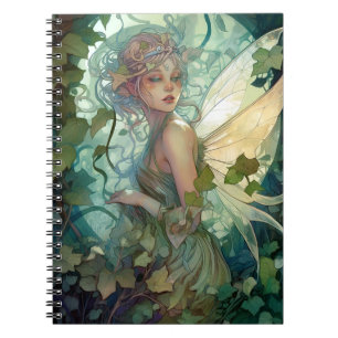 Green Woodland Fairy Fantasy Art Notitieboek
