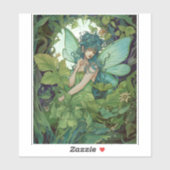 Green Woodland Fairy Fantasy Art Sticker (Vel)