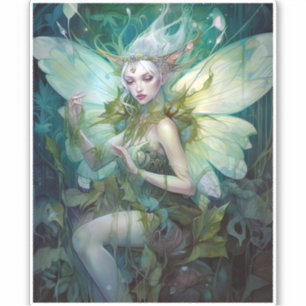 Green Woodland Fairy Fantasy Art Sticker