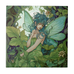 Green Woodland Fairy Fantasy Art Tegeltje