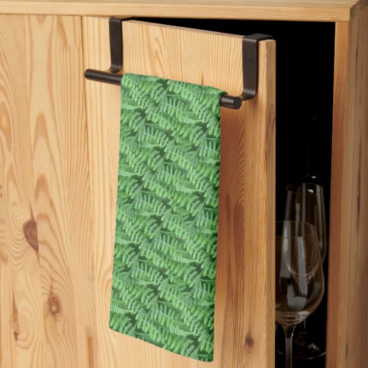 Green Woodland Ferns Natuur Pattern Theedoek (Derde Gevouwen)