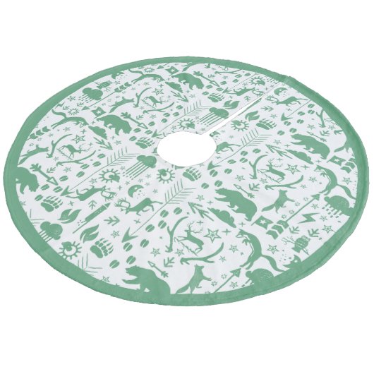 Green Woodland Fox Herten Beer Vrolijk kerstfeest Fleece Kerstboom Rok (Gekanteld)