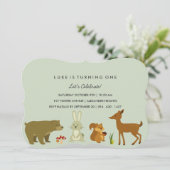 Green Woodland Friends Invitation d'anniversaire (Debout devant)