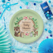 Green Woodland Rustic Animal Neutral Baby shower Papieren Bordje (Feest)