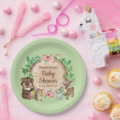 Green Woodland Rustic Animal Neutral Baby shower Papieren Bordje (Feest)