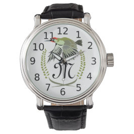 Green Woodpecker in Flight Monogram Horloge