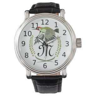 Green Woodpecker in Flight Monogram Horloge