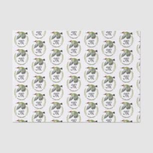Green Woodpecker in Flight Monogram Tissuepapier
