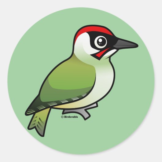 Green Woodpecker Ronde Sticker (Voorkant)