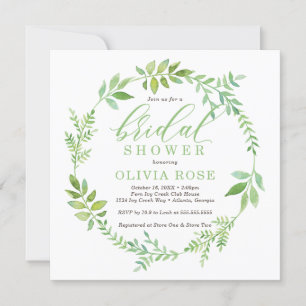 Green Wreath Bridal Shower Invitation, BOHO Kaart