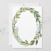 Green Wreath Gold Cross Boy Baptism Invitation (Dos)