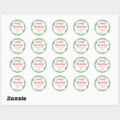 Green Wreath Merry Kerstmis Ronde Sticker (Vel)