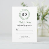 Green Wreath Monogram Wedding RSVP (Staand voorkant)