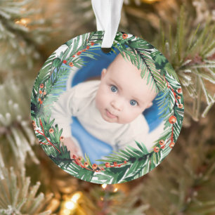 Green Wreath My First Christmas Baby Photo