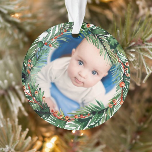 Green Wreath My First Christmas Baby Photo (Arbre)