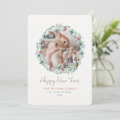 Green Wreath Photo Nouvel An Carte de vacances (Debout devant)