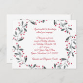 Green Wreath Red Berries Fête Invitation (Devant / Derrière)