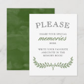 Green Wreath Sympathy Share Herinneringen Bedankkaart (Voorkant / Achterkant)