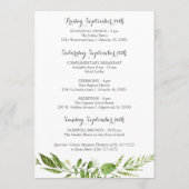 Green Wreath Wedding Hotel Welkom Kaarten, rustiek Programma (Achterkant)