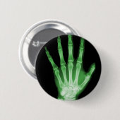 Green X-ray Skeleton Hand Ronde Button 5,7 Cm (Voorkant /achterkant)