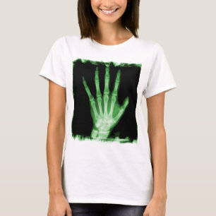 Green X-ray Skeleton Hand T-shirt