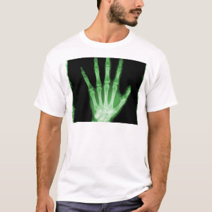 Green X-ray Skeleton Hand T-shirt