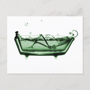 Green X-Ray Vision Skeleton in Bath Tub Briefkaart