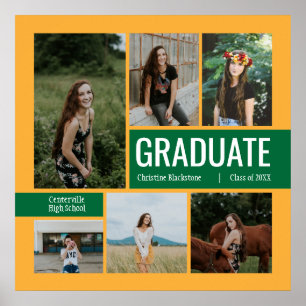 Green & Yellow 6 Photo Graduation Poster