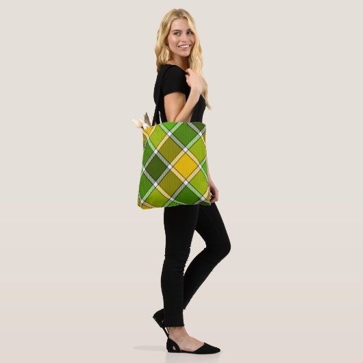 Green Yellow Argyle Canvas tas (Op model)