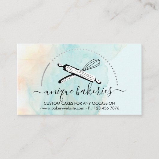 Green Yellow Circle Baker Taartmaker Visitekaartje (Voorkant)