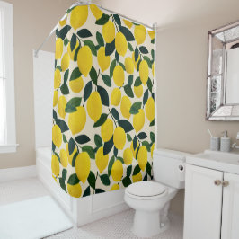 Green& Yellow Citrus Fruit Pattern Lemons Douchegordijn