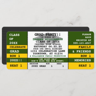Green Yellow Concert Ticket Grad Party Invitation