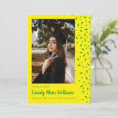 Green Yellow Confetti Faire-part de graduation (Debout devant)