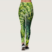  Green Yellow Fractal Art Leggings (Dos)