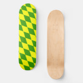 Green Yellow Harlequin Checkered Design  Skateboard (Voorkant)