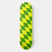 Green Yellow Harlequin Checkered Design  Skateboard (Voorkant)
