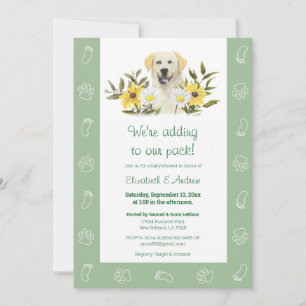 Green Yellow Labrador Dog Baby shower Invitation Kaart