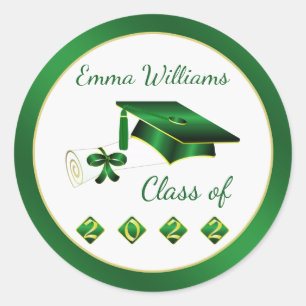 Green Yellow Mortar Diploma klasse 2022 Ronde Sticker